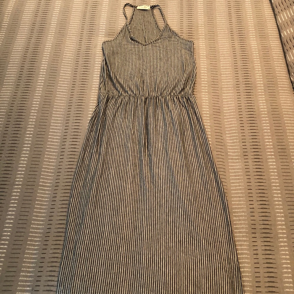 Grey and Black Striped Maxi Dress